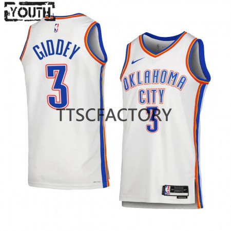 Maillot Basket Oklahoma City Thunder Josh Giddey 3 Nike 2022-23 Association Edition Blanc Swingman - Enfant